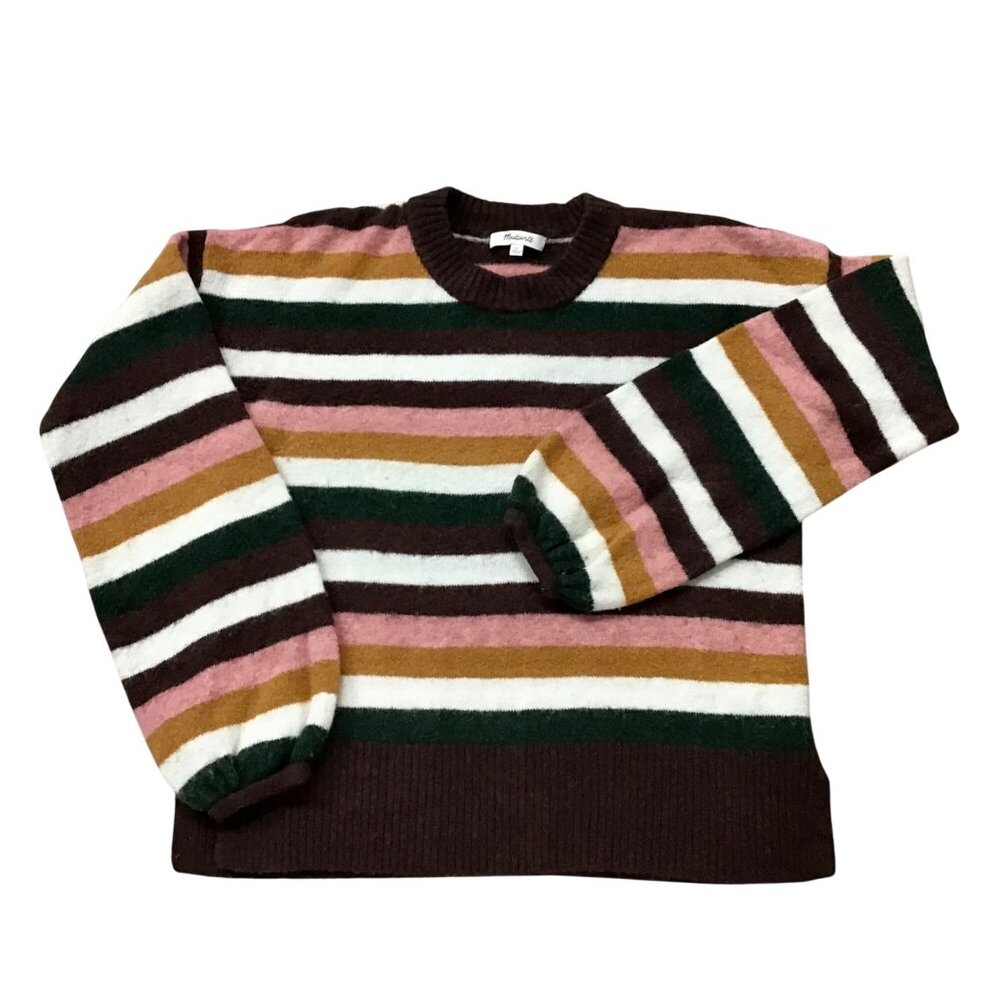 Madewell Striped Knit Pullover Sweater Merino Alpaca Wool Blend Size XS